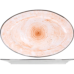 картинка Блюдо овал. H=25,L=405,B=255мм.«Пастораль» фарфор оранжев. 