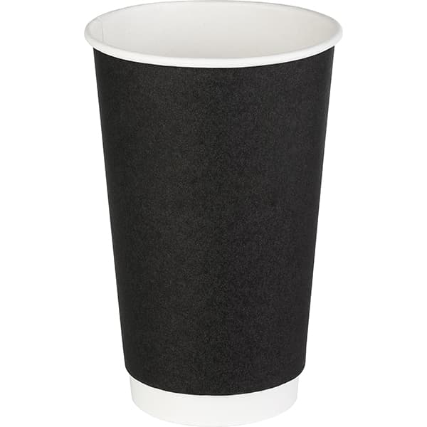 картинка Стакан для горячих напитков одноразовый двухслойный[18шт], картон, 400мл, D=90,H=135мм, черный 