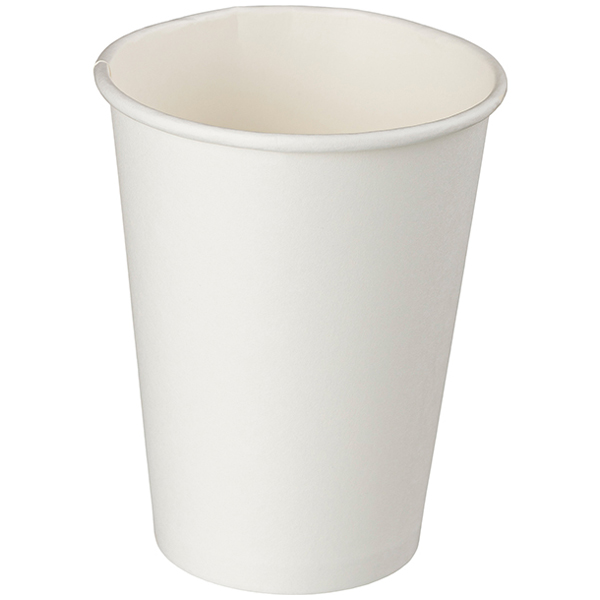 картинка Стакан для горячих напитков одноразовый однослойный[50шт], бумага, 300мл, D=90,H=111мм, белый 