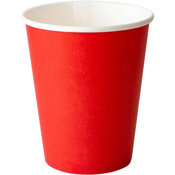 картинка Стакан для горячих напитков одноразовый[50шт], бумага, 250мл, D=8,H=9см, красный 
