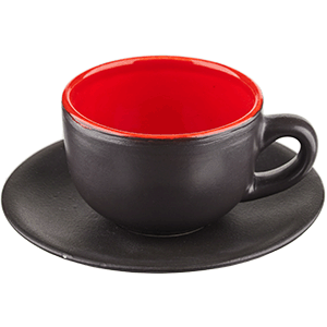 картинка Пара чайная 200мл. D=15см «Кармин» керамика красный,черный 