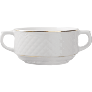 картинка Бульонная чашка с ручк. 300мл D=10,H=5.5,L=14.5см «Афродита» белый,золотой 