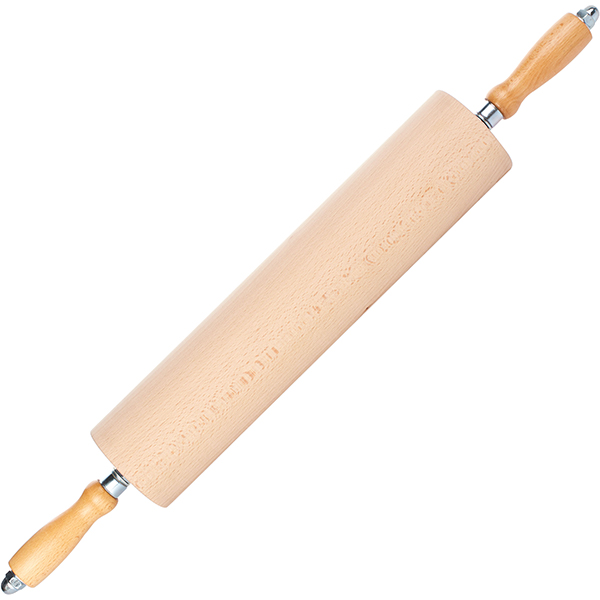 картинка Скалка D=8,L=65/35см с вращающимися ручками дерево древесн.,белый 