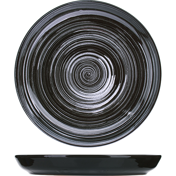 картинка Тарелка мелкая D=260, H=25мм.черный,серый «Маренго» керамика 