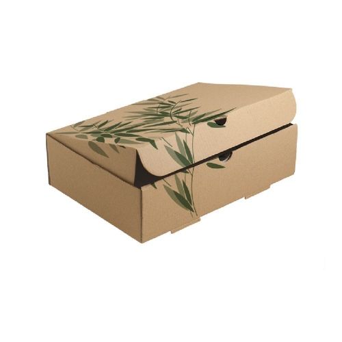 картинка Коробка для еды на вынос "FEEL GREEN" 26x18x7 CM, гофр.картон 