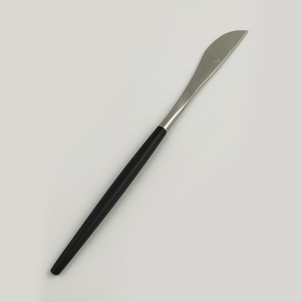 картинка Нож столовый 22 см ручка матовый черный PVD Lounge 