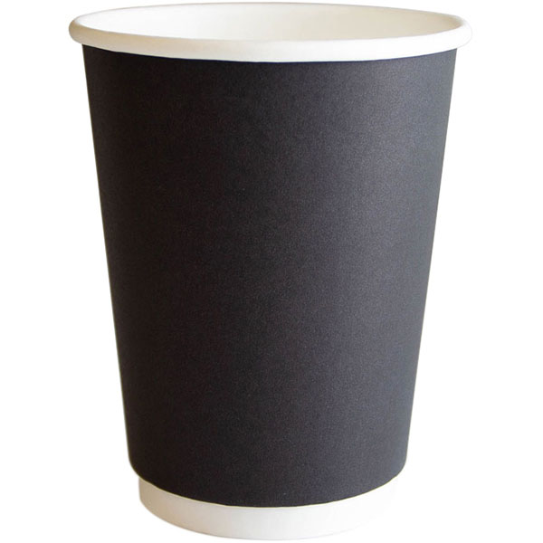 картинка Стакан для горячих напитков одноразовый двухслойный[20шт], картон, 300мл, D=90,H=111мм, черный 