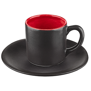 картинка Пара кофейная 100мл. D=13,5см «Кармин» керамика красный,черный 