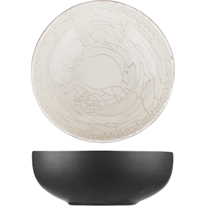 картинка Салатник 1,3л. D=215,H=75мм «День и ночь» керамика,белый,черный 