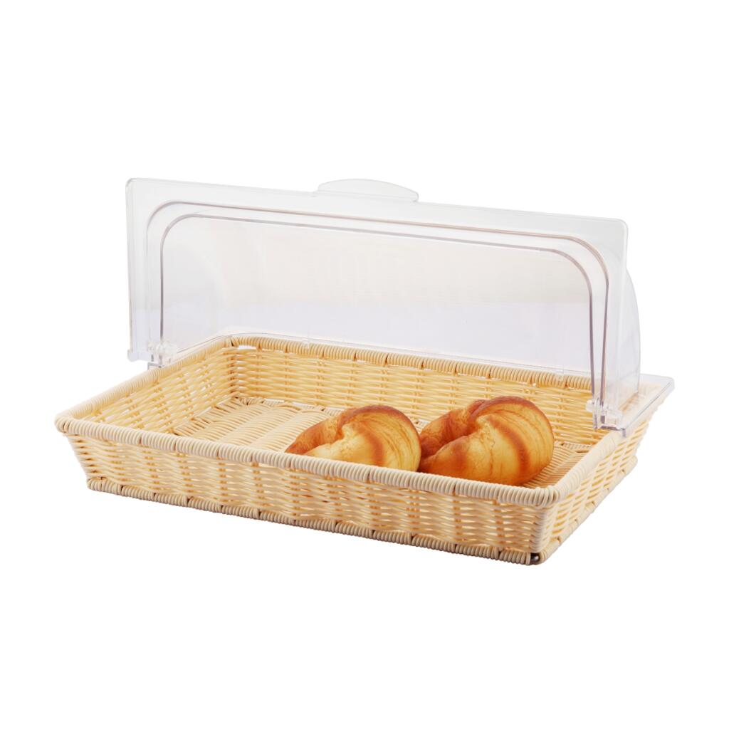 картинка Корзина для хлеба и выкладки 41,5*28 см h6,5 см с откидной Roll-top крышкой ротанг 