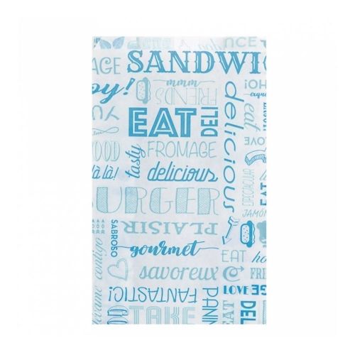 картинка Пакет для гамбургера "PAROLE" 14+7x22 CM, голубой,  жиростойкий пергам. - уп/500 шт. Garci 