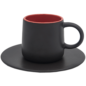 картинка Пара кофейная 200мл. коническая «Кармин» керамика красный,черный 