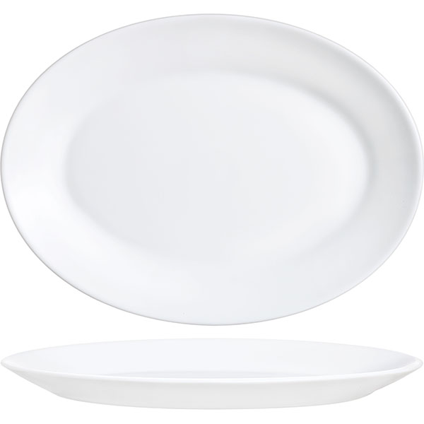 картинка Блюдо овальное H=20,L=300,B=215мм «Ресторан» стекло, белый 