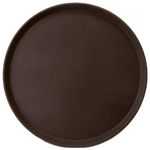 картинка Поднос прорезиненный круглый D=35,5см, пластик, коричнев. 