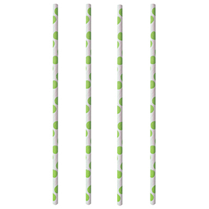 картинка Трубочки без сгиба D=6,L=200мм.[100шт] бумага,белый,зелен. 