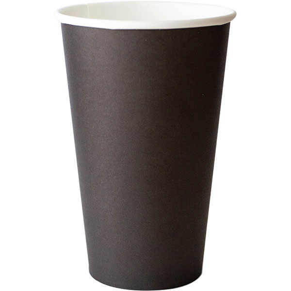 картинка Стакан для горячих напитков одноразовый[50шт], бумага, 400мл, D=90,H=135мм, черный 