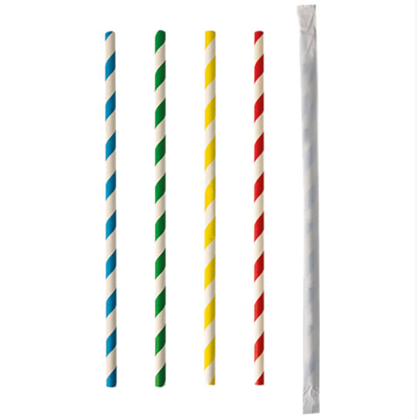 картинка Трубочки без сгиба D=6,L=200мм.«Спираль» в инд.упаковке[100шт] бумага,разноцветн. 