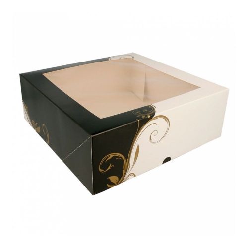 картинка Коробка для торта с окном  28x28x10 см картон, белая - 1 шт  GDP 