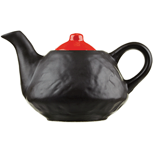 картинка Чайник фактурный 0,6л. H=11,L=13см «Кармин» керамика красный,черный 
