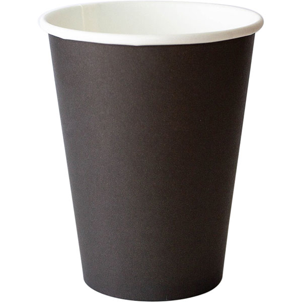 картинка Стакан для горячих напитков одноразовый[50шт], бумага, 300мл, D=90,H=111мм, черный 