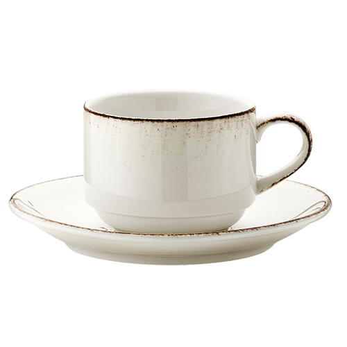 картинка Чашка 210 мл. чайная d=82 мм. h=65мм. штабелир. Ретро коричневый край (блюдце E100GRM01CT,E100BNC) 