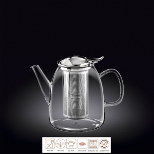 картинка Чайник заварочный 600 мл с откидной крышкой и колбой нерж. Thermo Glass Wilmax 