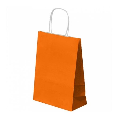 картинка Пакет бумажный для покупок с ручками 26+14x32 CM, апельсин - 1 шт 