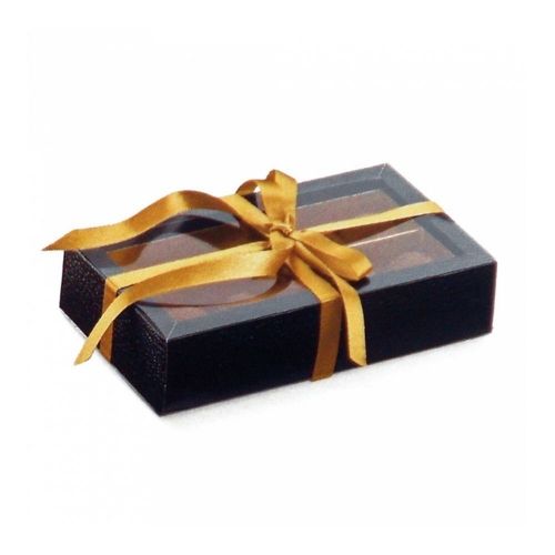 картинка Коробка для шоколада с крышкой и разделителями 14,5x7,5x3,5 CM, черная, картонная - 1 шт 