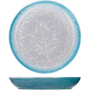 картинка Тарелка глуб. D=22см. 0,5л фарфор бирюз.,белый «Нептун» 
