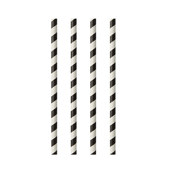 картинка Трубочки без сгиба D=6,L=200мм.«Спираль»[100шт] бумага черный,белый 