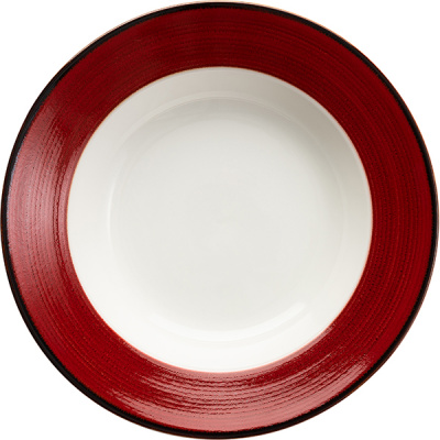 картинка Тарелка для супа D=227,H=48мм «Джаспер» фарфор,белый,красный 