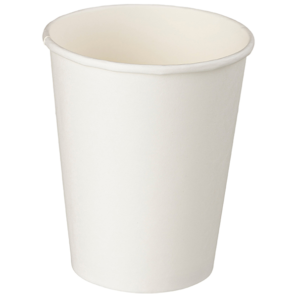 картинка Стакан для горячих напитков одноразовый однослойный[50шт], бумага, 250мл, D=80,H=94мм, белый 