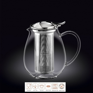 картинка Чайник заварочный 1300 мл короткий носик, Thermo Glass Wilmax 