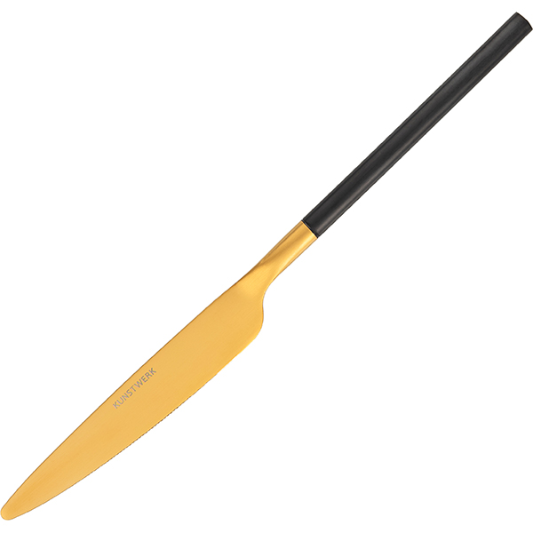 картинка Нож столовый L=225,B=18мм.«Дистрикт Блэк Голд Мэтт» сталь нерж.золотой,черный 
