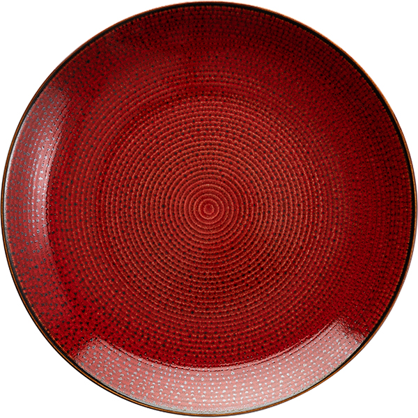 картинка Тарелка мелкая D=226,H=25мм «Джаспер» фарфор,белый,красный 