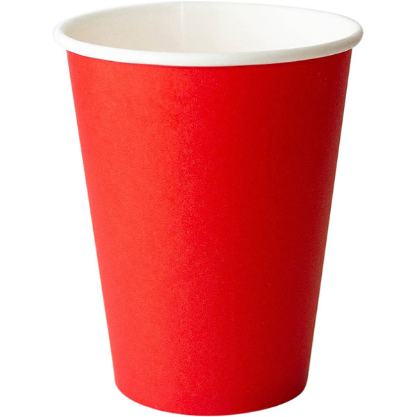 картинка Стакан для горячих напитков одноразовый[50шт], бумага, 300мл, D=90,H=111мм, красный 