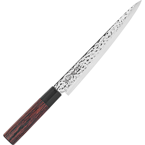 картинка Нож кухонный «Нара» односторонняя заточк L=34/21,B=3см.сталь нерж.,дерево металлич.,тем.дерево 