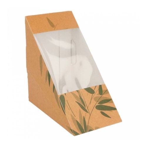 картинка Коробка картонная для двойного сэндвича с окном 12,4x12,4*7,3 CM, 100шт/уп  Garcia D. 