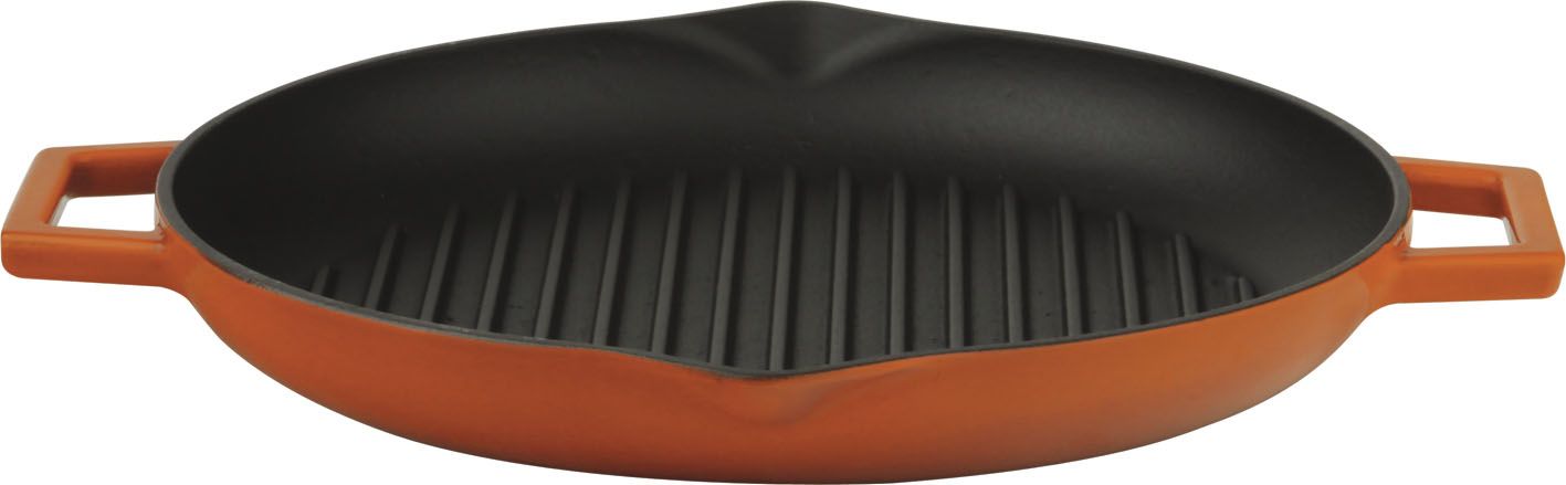 картинка Сковорода-гриль d=30 см. чугун, оранжевая, ручка металл , LAVA 